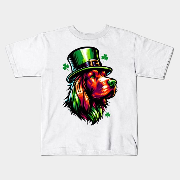 Irish Setter Celebrates Saint Patrick's Day Kids T-Shirt by ArtRUs